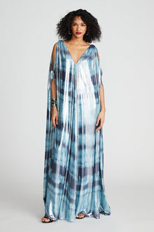 Halston | Umi Gown In Iridescent Chiffon | Blue Shibori