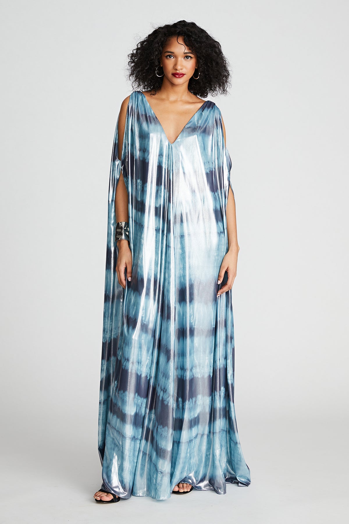 Halston | Umi Gown In Iridescent Chiffon | Blue Shibori