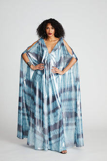 Halston | Umi Gown In Iridescent Chiffon | Blue Shibori