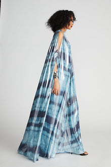 Halston | Umi Gown In Iridescent Chiffon | Blue Shibori