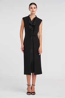 Halston | Jacklyn Dress In Crepe & Satin | Black