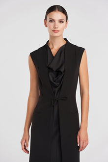 Halston | Jacklyn Dress In Crepe & Satin | Black
