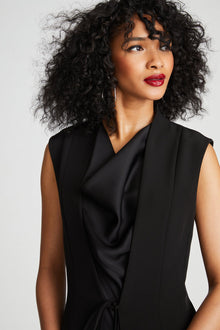 Halston | Jacklyn Dress In Crepe & Satin | Black