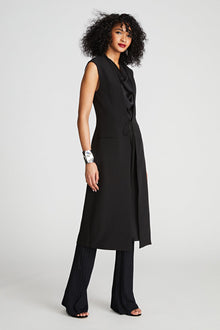 Halston | Jacklyn Dress In Crepe & Satin | Black