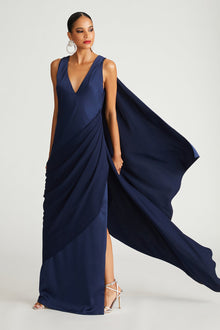 Halston | Cyra Gown In Crepe Back Satin | Navy