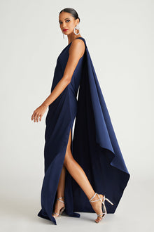 Halston | Cyra Gown In Crepe Back Satin | Navy