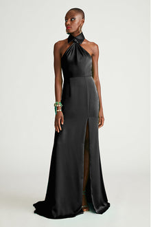 Halston | Gemi Gown In Satin | Black