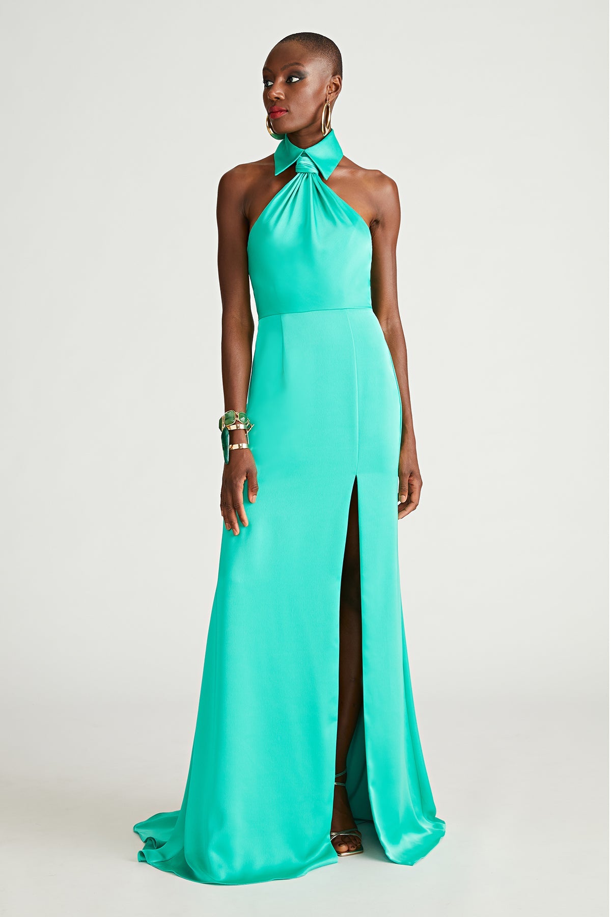 Halston | Gemi Gown In Satin | Vivid Green