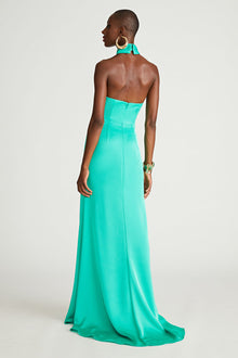 Halston | Gemi Gown In Satin | Vivid Green