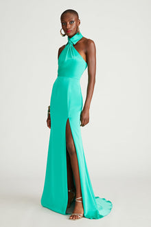 Halston | Gemi Gown In Satin | Vivid Green