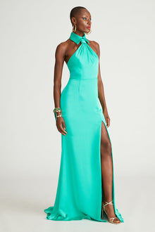 Halston | Gemi Gown In Satin | Vivid Green
