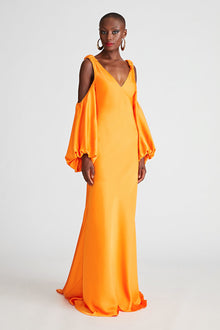 Halston | Binnie Gown In Satin | Tangerine
