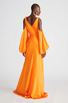 Halston | Binnie Gown In Satin | Tangerine