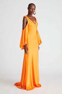 Halston | Binnie Gown In Satin | Tangerine
