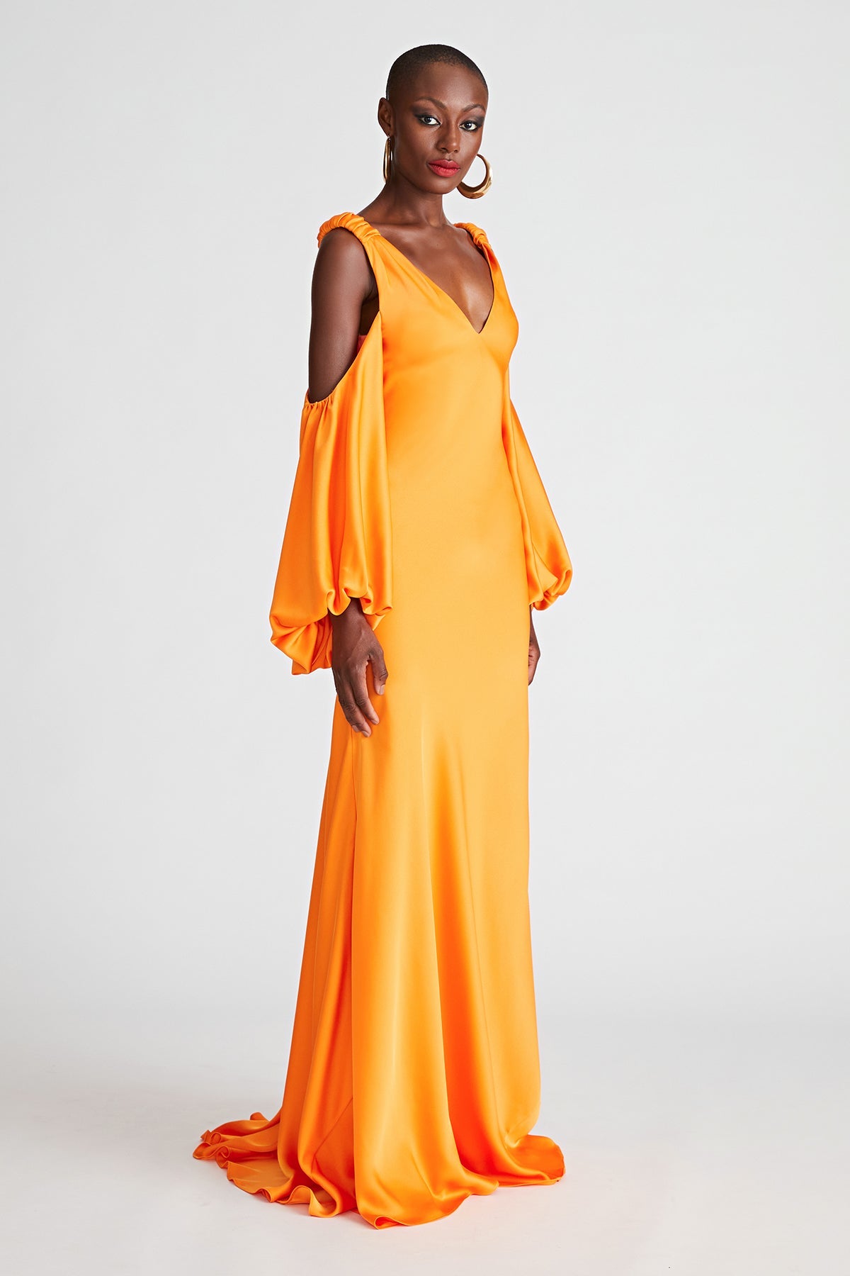 Halston | Binnie Gown In Satin | Tangerine