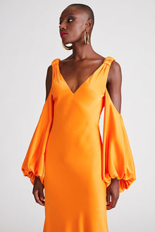 Halston | Binnie Gown In Satin | Tangerine