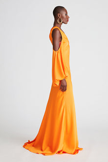 Halston | Binnie Gown In Satin | Tangerine