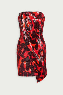 Halston | Ari Dress In Printed Sequin | Leopard Degrade