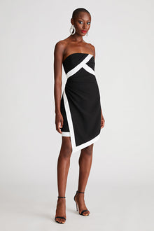Halston | Lanie Dress In Crepe | Black/ White
