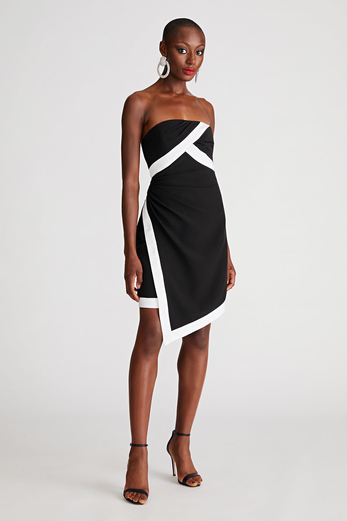 Halston | Lanie Dress In Crepe | Black/ White
