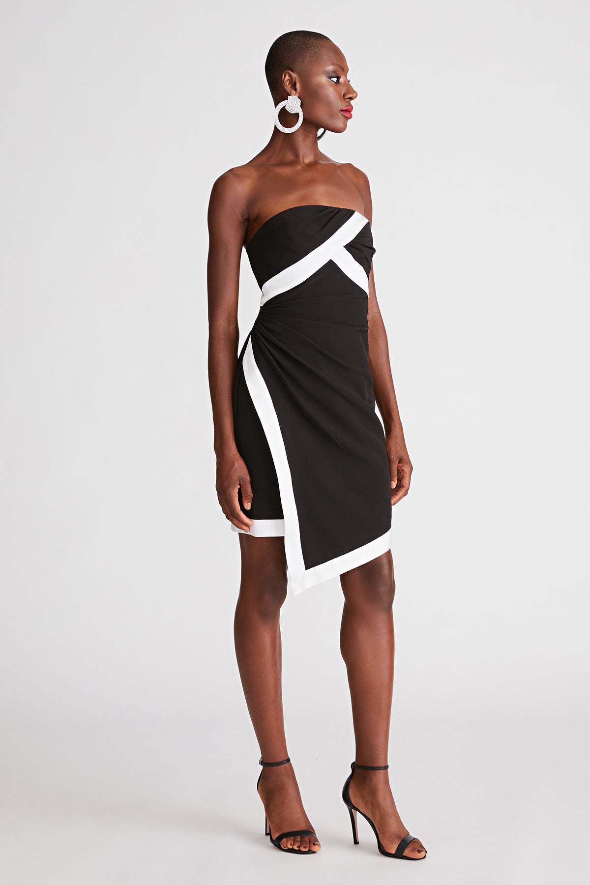 Halston | Lanie Dress In Crepe | Black/ White