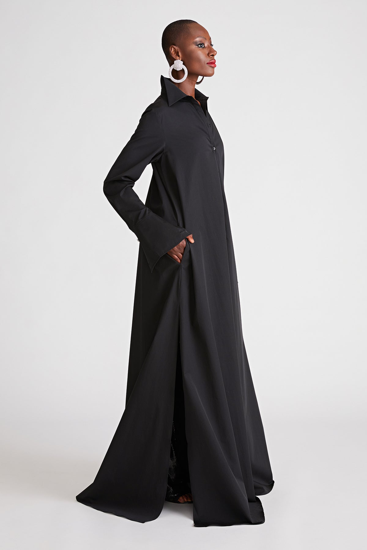 Halston | Imari Gown In Poplin | Black