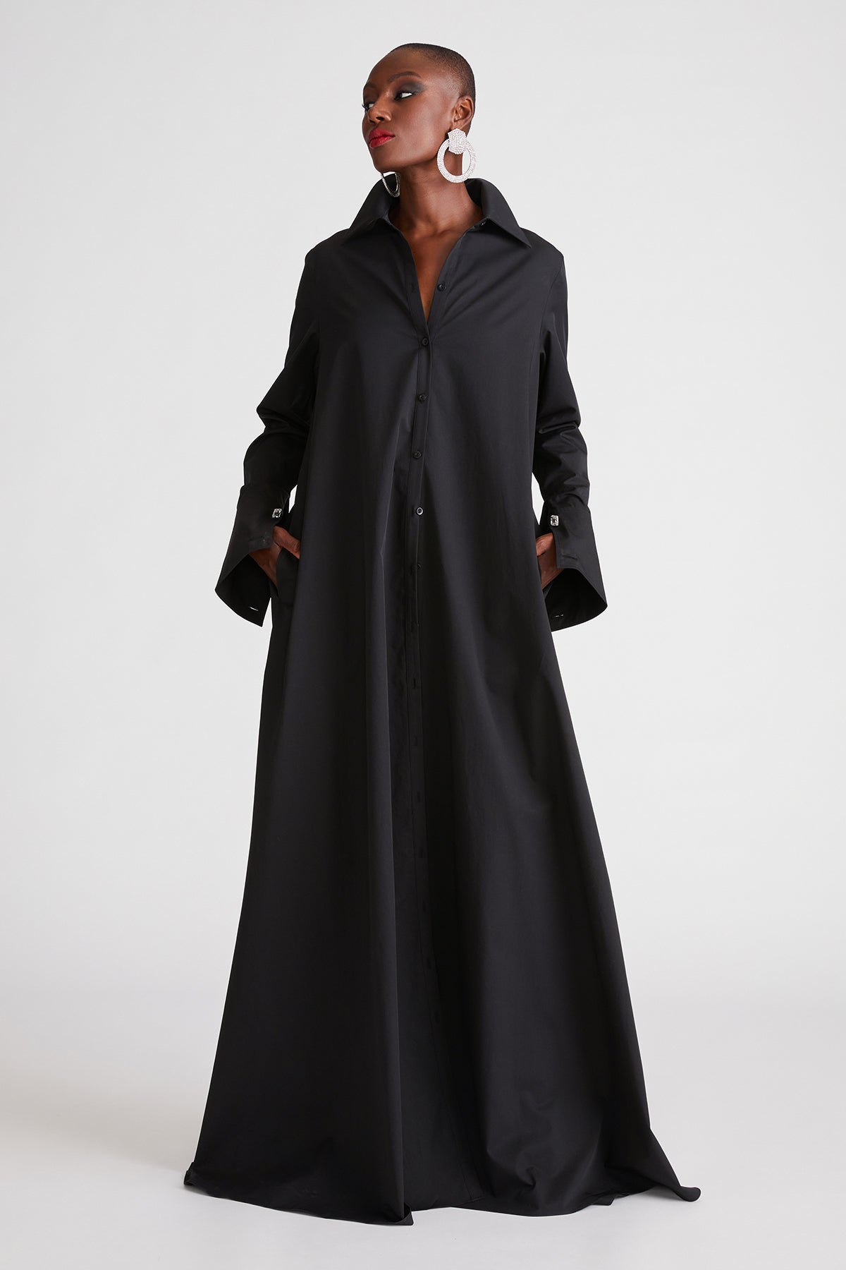 Halston | Imari Gown In Poplin | Black