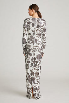 Halston | Haru Gown In Daisy Sequin | Brown And White Daisy