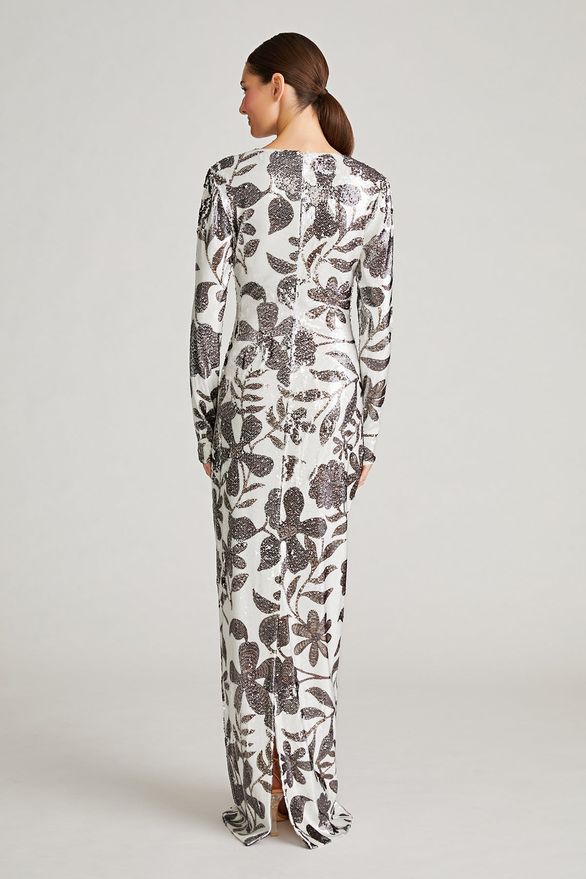 Halston | Haru Gown In Daisy Sequin | Brown And White Daisy
