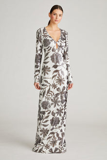 Halston | Haru Gown In Daisy Sequin | Brown And White Daisy