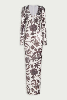 Halston | Haru Gown In Daisy Sequin | Brown And White Daisy