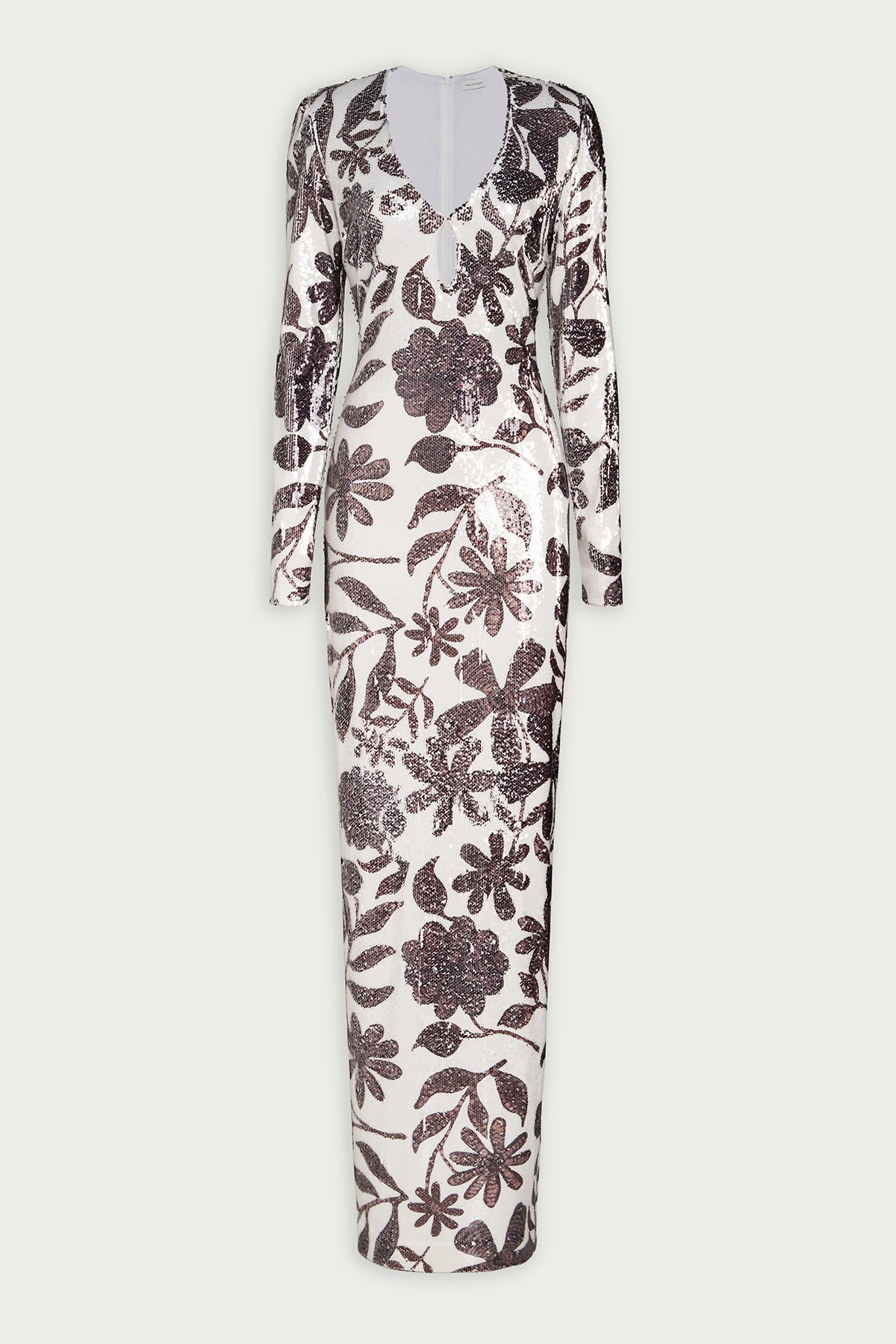 Halston | Haru Gown In Daisy Sequin | Brown And White Daisy
