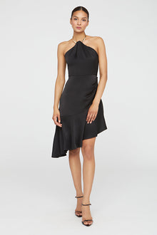 Halston | Beverly Dress In Satin | Black