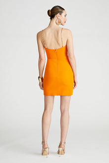 Halston | Lavinia Dress In Stretch Crepe | Orange Pepper