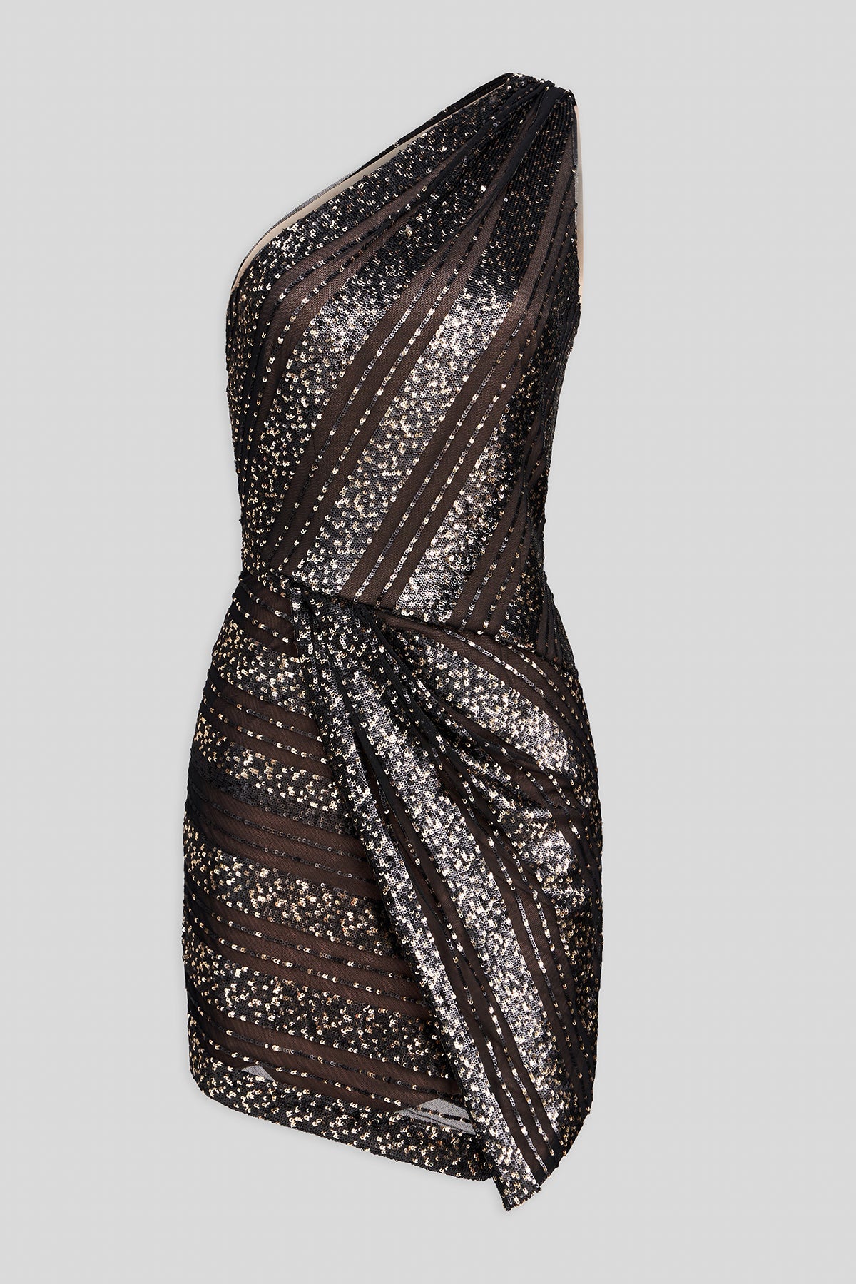 Halston | Vail Dress In Striped Sequin | Black