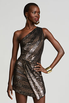 Halston | Vail Dress In Striped Sequin | Black