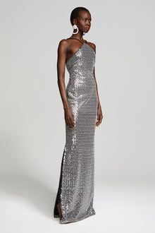 Halston | Yeva Gown In Crystal Sequin | Silver