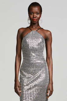 Halston | Yeva Gown In Crystal Sequin | Silver