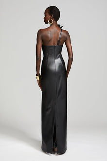 Halston | Rhia Gown In Faux Leather | Black