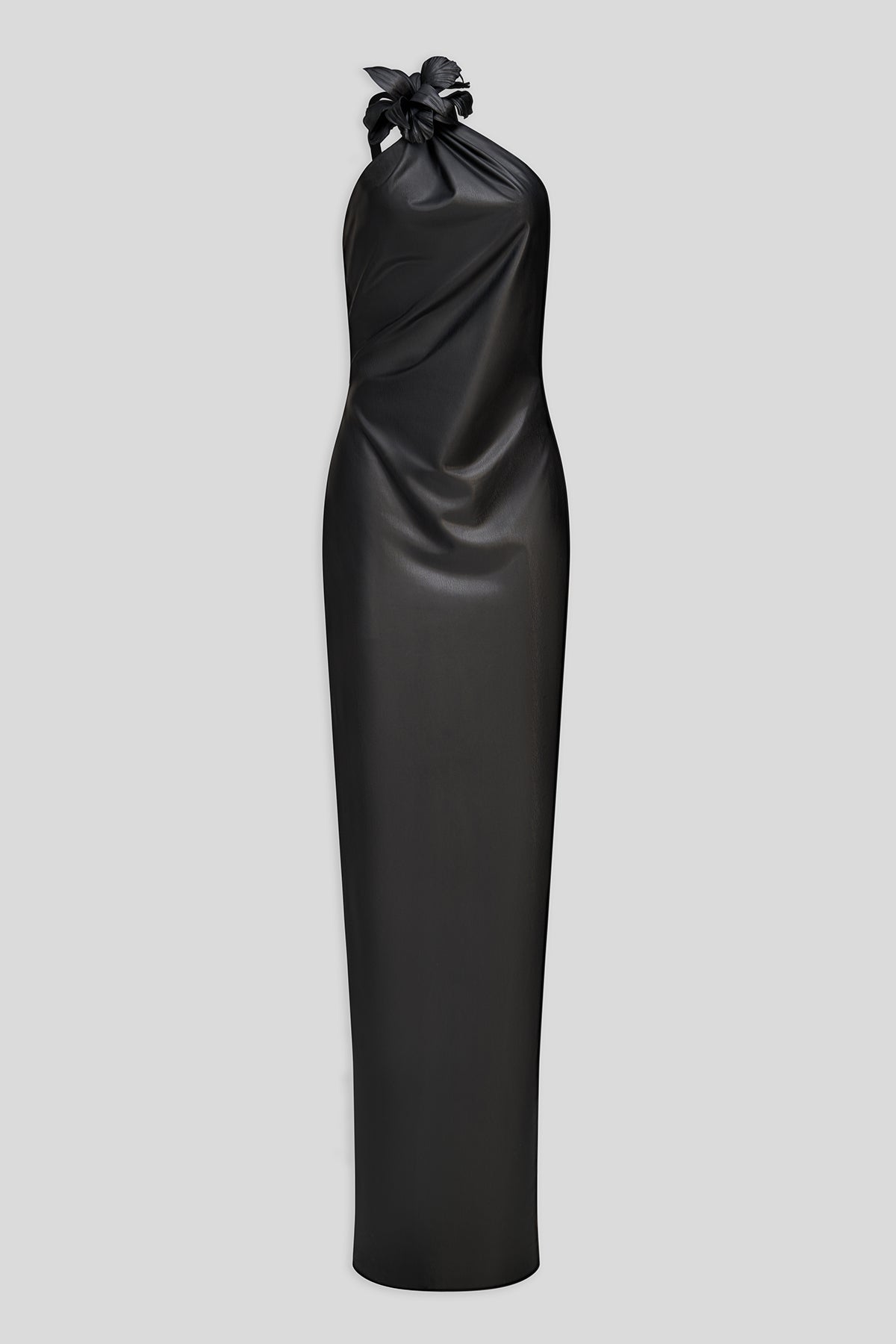 Halston | Rhia Gown In Faux Leather | Black
