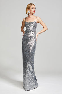 Halston | Reine Gown In Deco Sequin | Silver