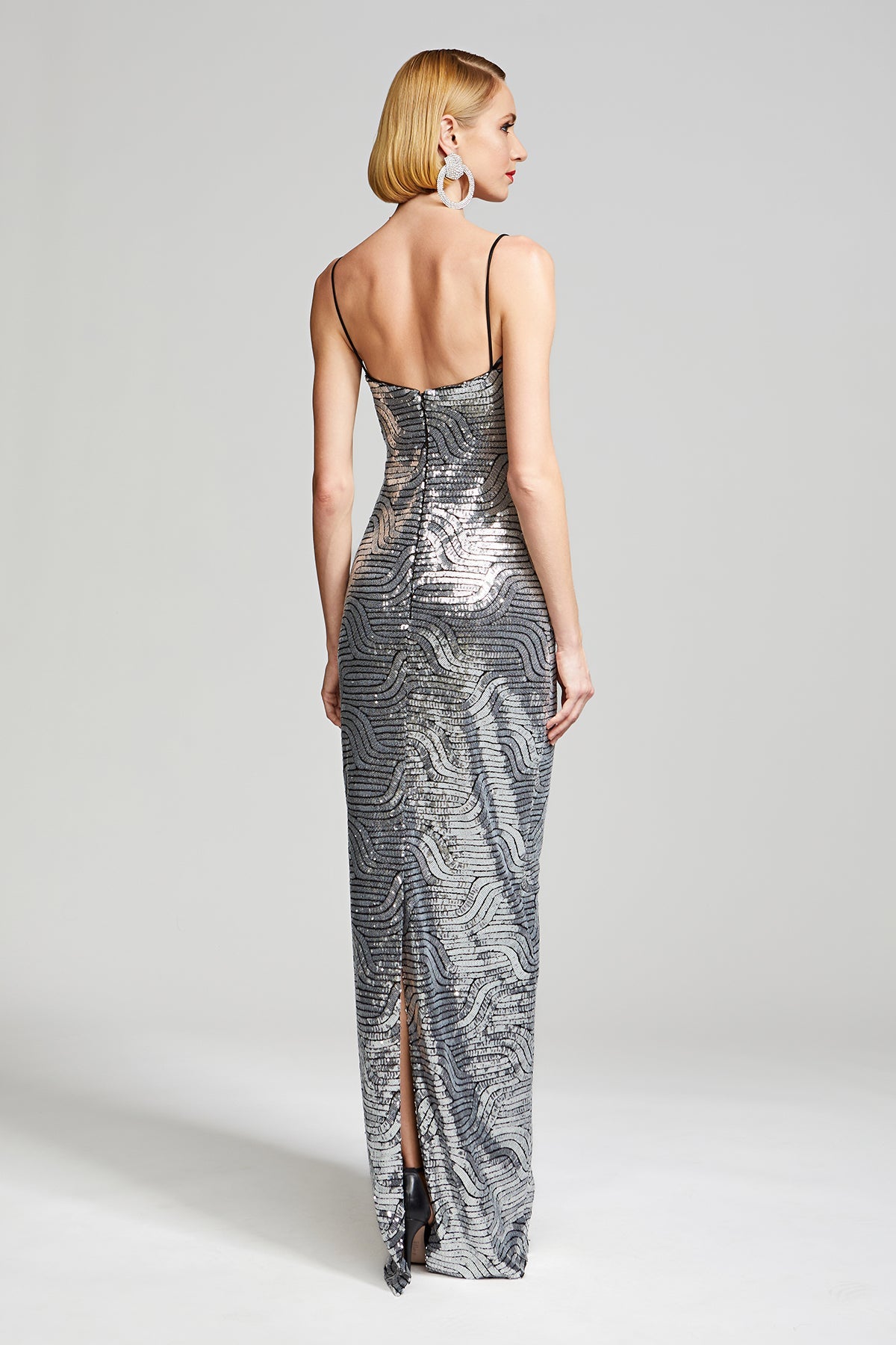 Halston | Reine Gown In Deco Sequin | Silver