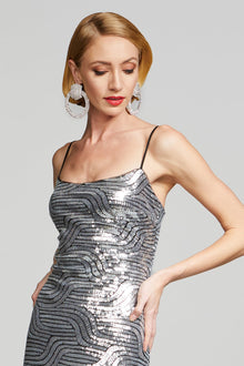 Halston | Reine Gown In Deco Sequin | Silver