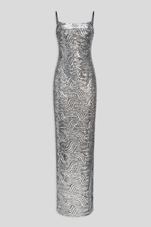 Halston | Reine Gown In Deco Sequin | Silver
