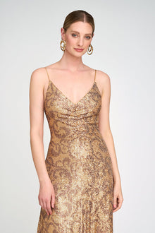 Halston | Essence Dress In Leo Sequin | Gold