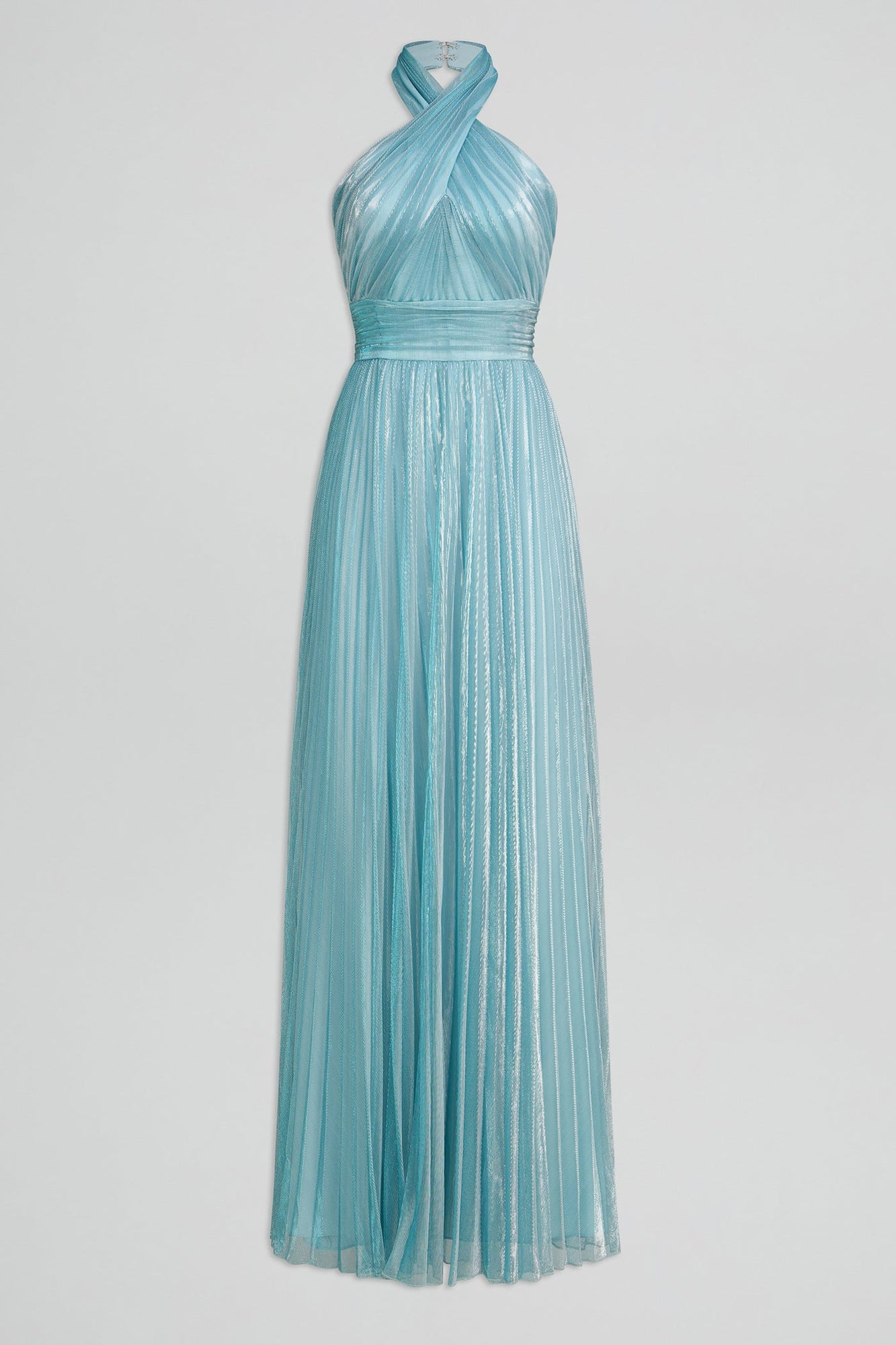 Halston | Leilani Gown In Pleated Lurex | Aqua