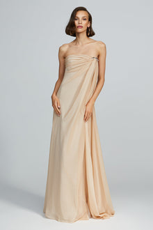 Halston | Oyster Chiffon Gown | Oyster