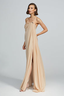 Halston | Oyster Chiffon Gown | Oyster
