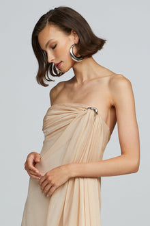 Halston | Oyster Chiffon Gown | Oyster