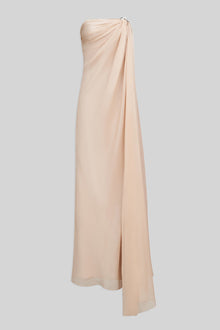 Halston | Oyster Chiffon Gown | Oyster